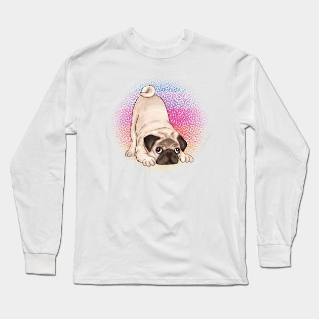 Pug Christmas Long Sleeve T-Shirt by HobbyAndArt